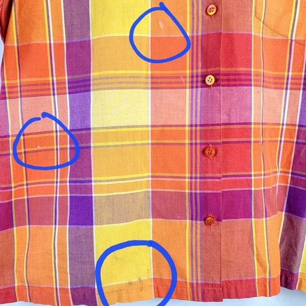 Vintage 80s Colorful Plaid Button Shirt Women Lar… - image 7