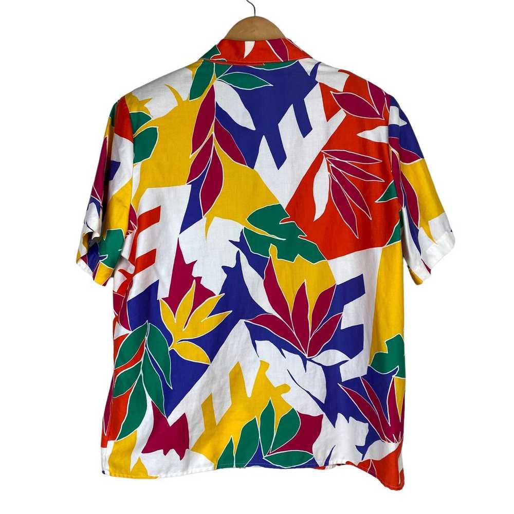 Vintage Colorful Button Down Short Sleeve Top - image 2