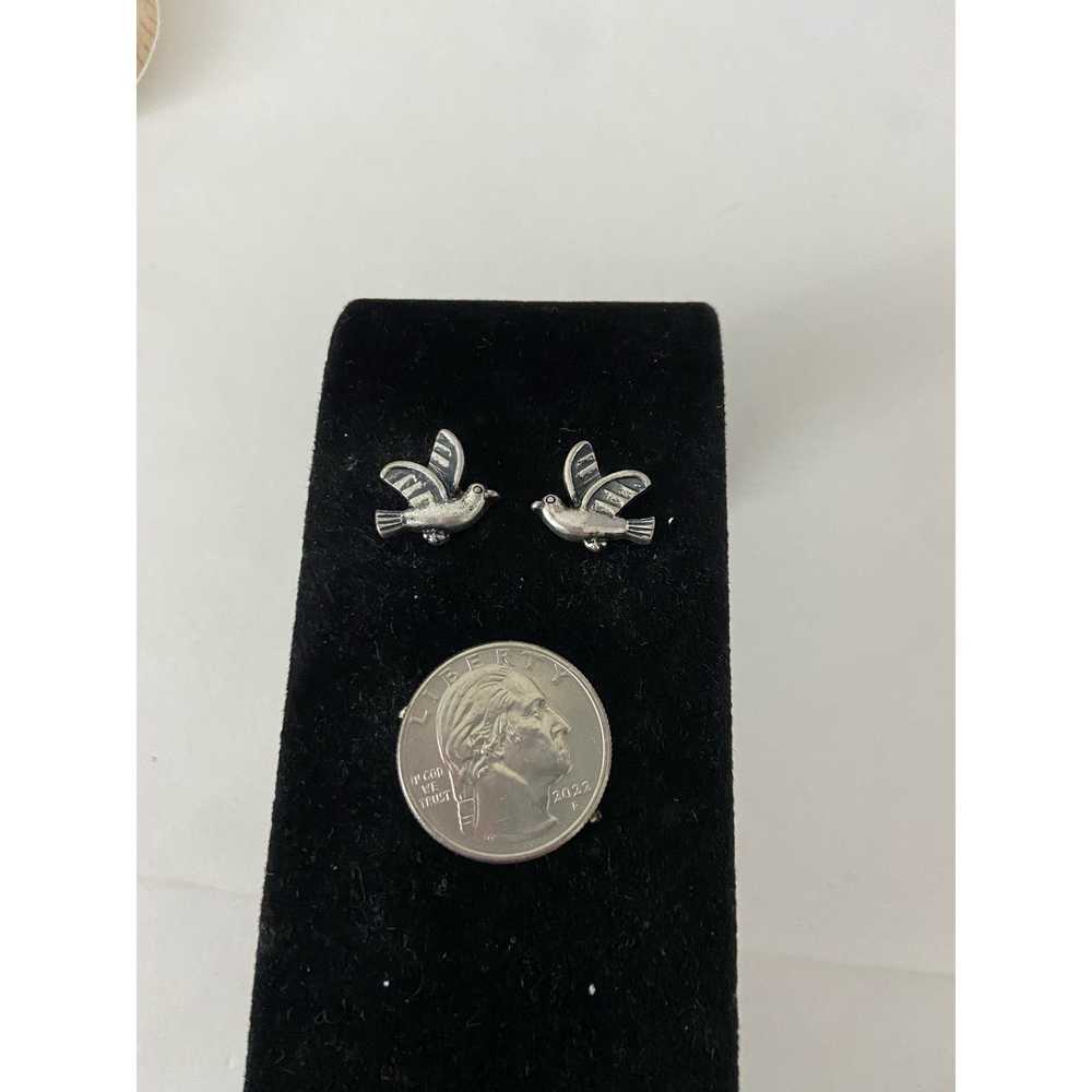 Generic Cute bird earrings silver tone - image 4
