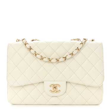 CHANEL Caviar Quilted Jumbo Single Flap White