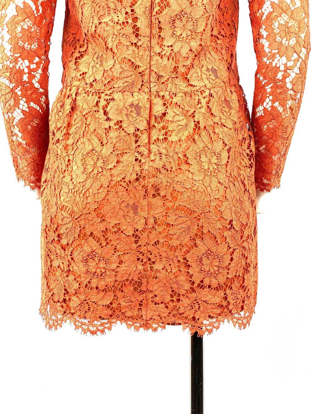 VALENTINO Spa Orange Floral Lace Long Sleeves Min… - image 12