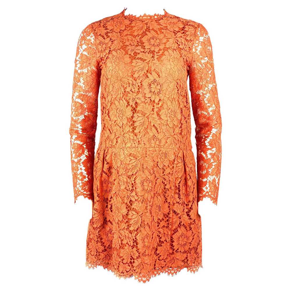 VALENTINO Spa Orange Floral Lace Long Sleeves Min… - image 7