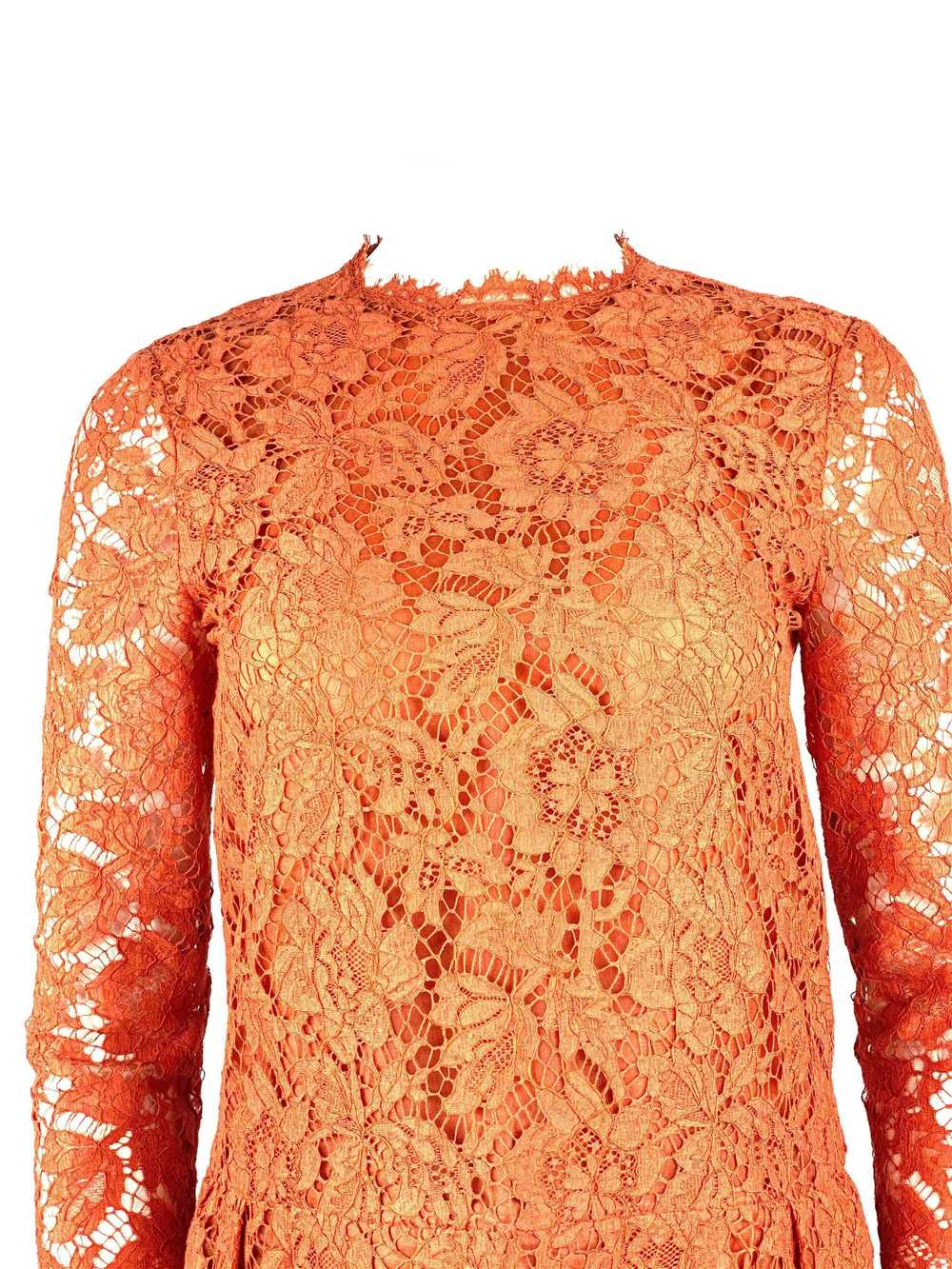 VALENTINO Spa Orange Floral Lace Long Sleeves Min… - image 8