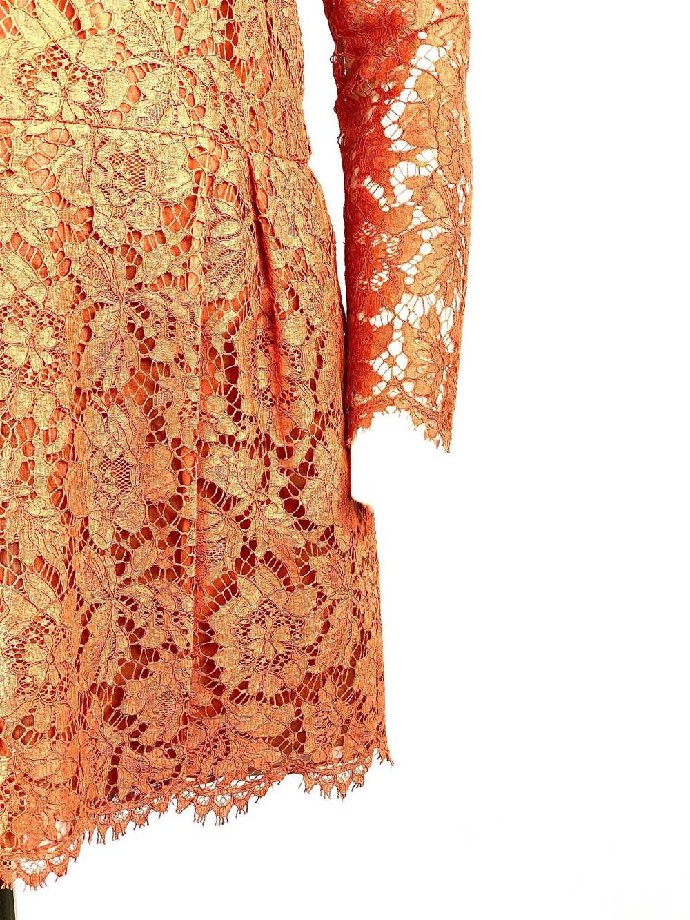 VALENTINO Spa Orange Floral Lace Long Sleeves Min… - image 9