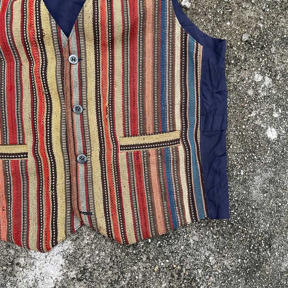 Japanese Brand - Vintage Unbranded Stripe Art Vest - image 3