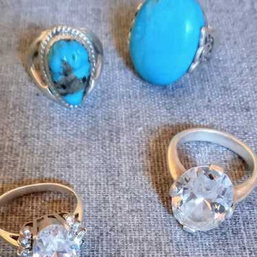 4x VINTAGE REAL 925 STERLING SILVER RINGS