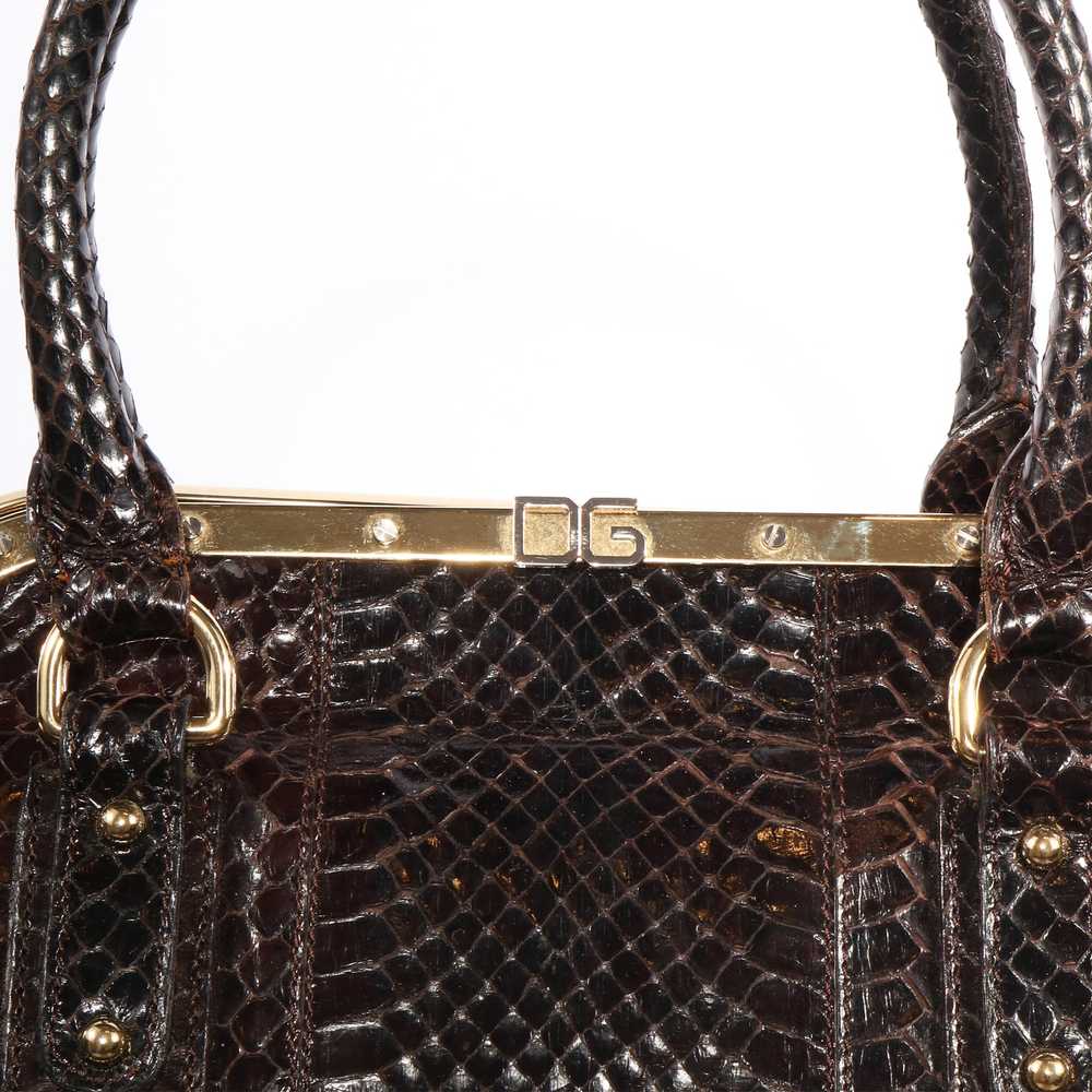 VTG DOLCE AND GABBANA EMBOSSED LEATHER TOP HANDLE… - image 6