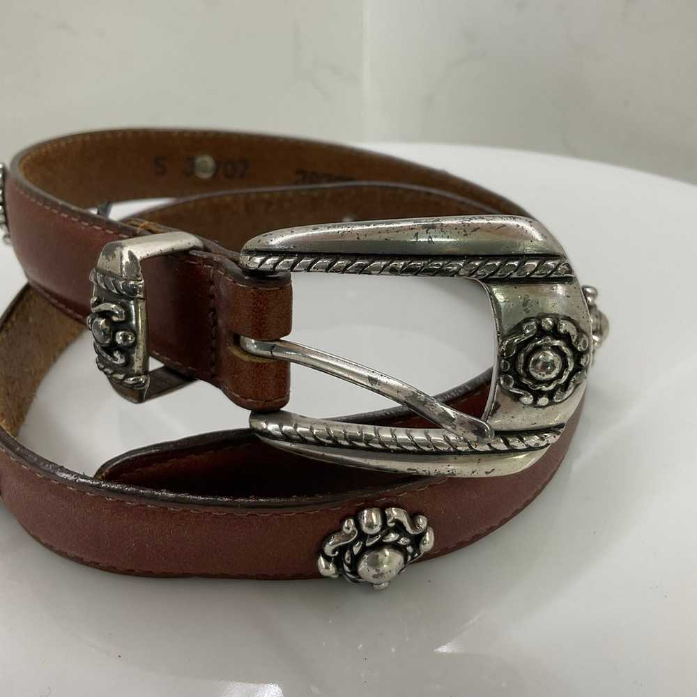 Brighton 1996 vintage brown leather belt with sil… - image 2