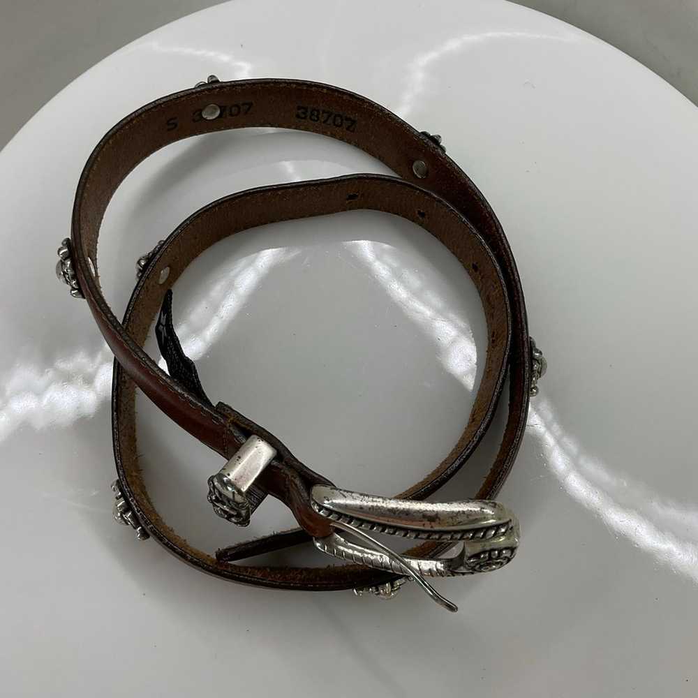 Brighton 1996 vintage brown leather belt with sil… - image 3