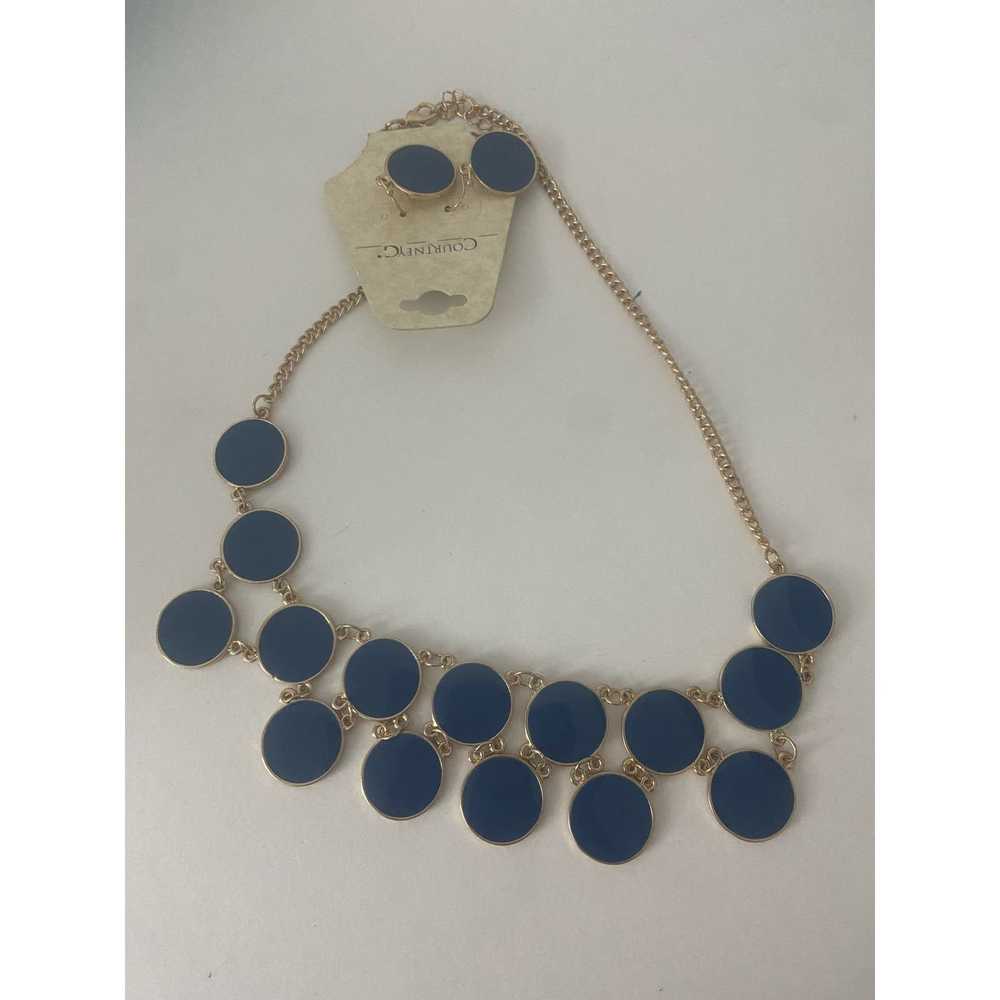 Generic Courtney G blue disc necklace gold tone - image 4