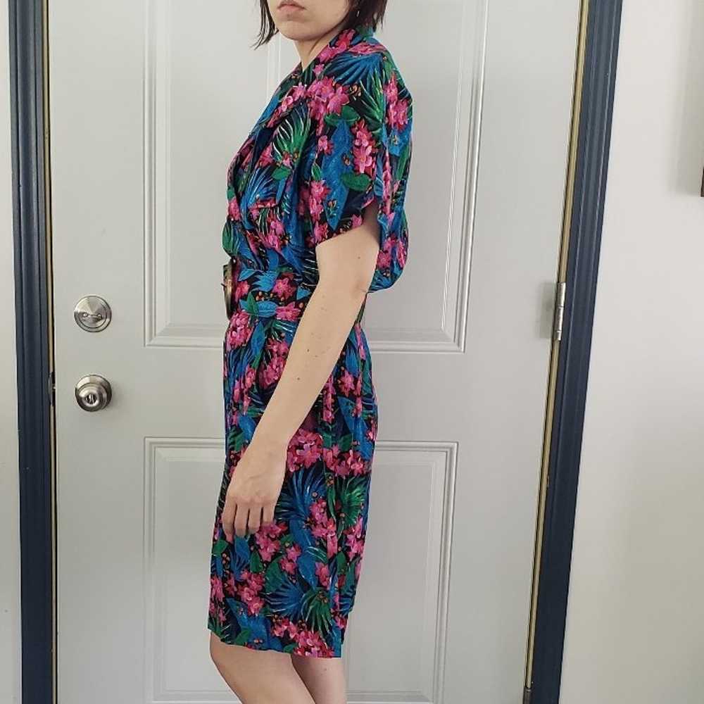80s Tropical Floral Rayon Romper - image 2