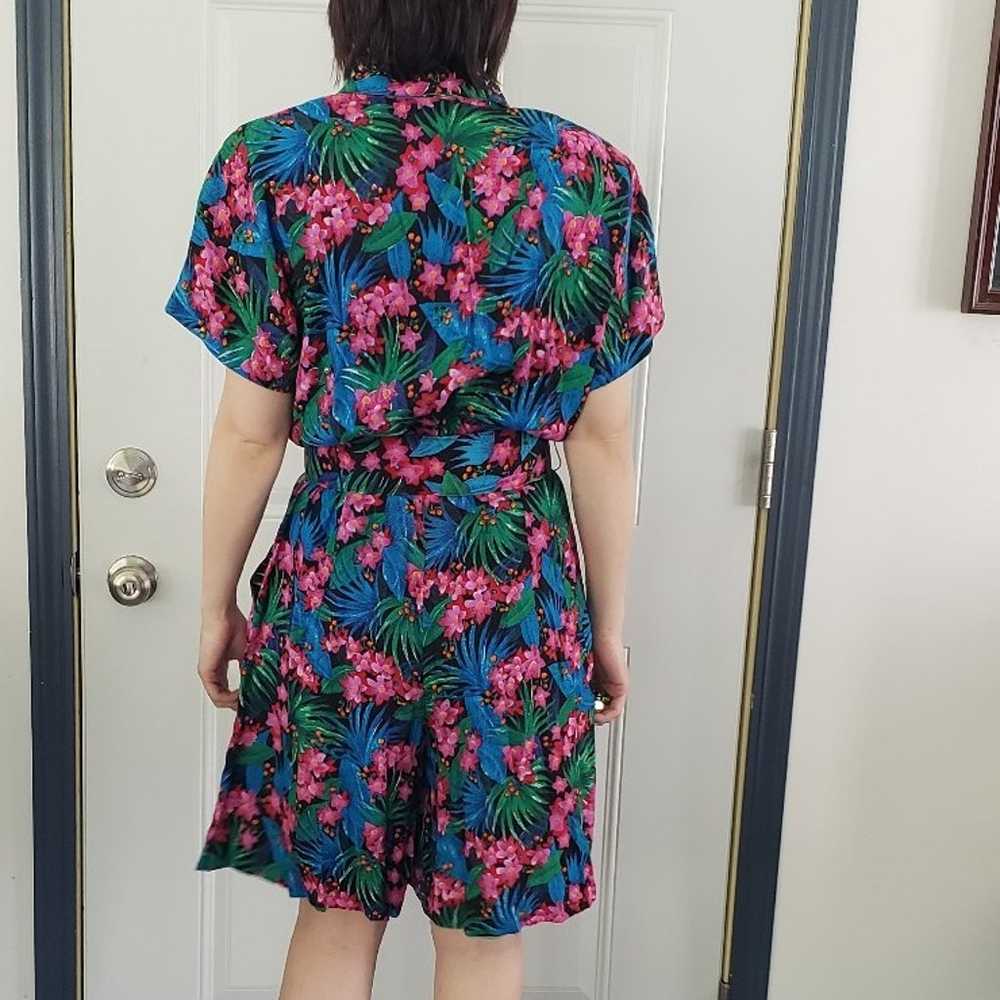 80s Tropical Floral Rayon Romper - image 3