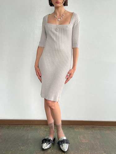 Silk Ribbed Dress - Frost White