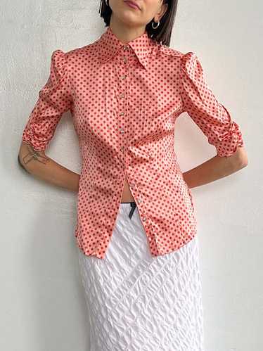 Bebe Silk Blouse - Pink Dotted