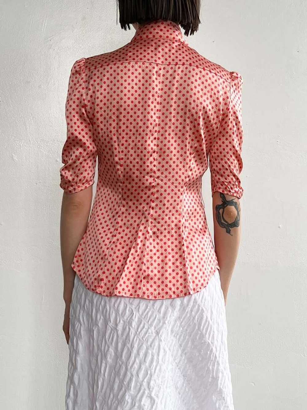 Bebe Silk Blouse - Pink Dotted - image 3