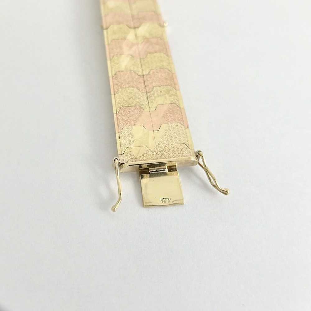 Vintage 1950's Wide Two-Tone Flat Link Bracelet 1… - image 8