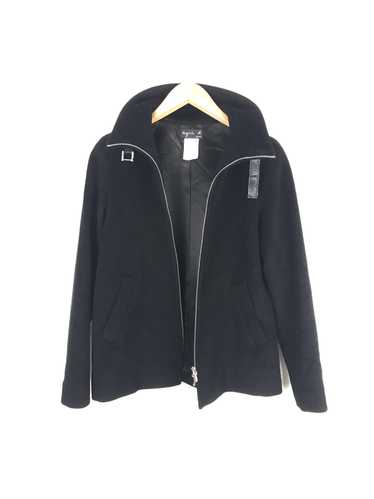 Agnes B. - Neck Leather Strap Wool Jacket