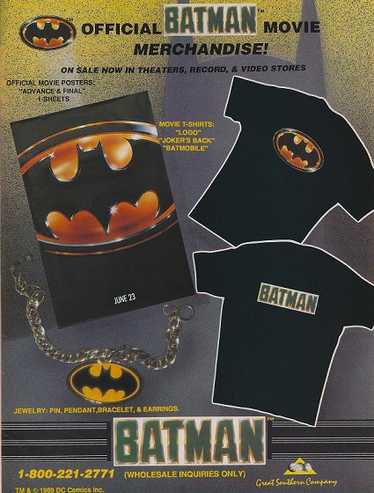 Vintage - 1989 Batman Movie Merchandise Logo Tshi… - image 1