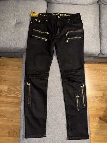 Robins Jeans Black and Gold Robin Biker Jeans