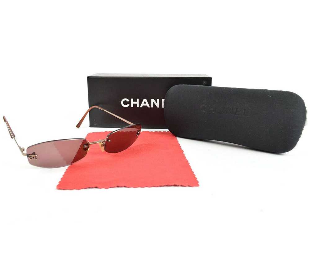 Chanel Chanel Silver CC Logo Brown Tinted Sunglas… - image 2