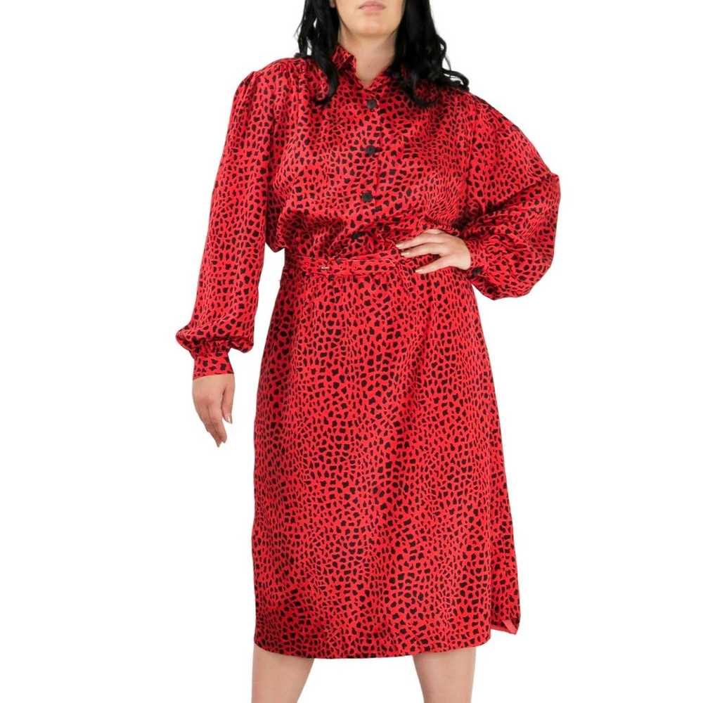 Ms Chaus 1980s Vintage Red Leopard Print Long Sle… - image 2