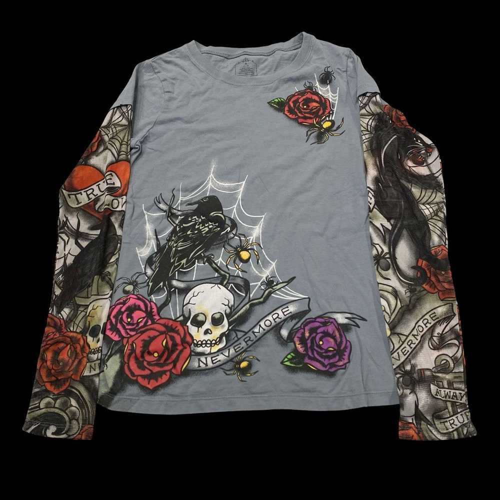 Streetwear Y2k Mesh Sleeves CyberPunk Grunge Shir… - image 1