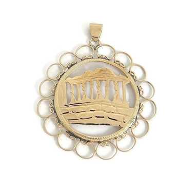 Vintage 1930's Greek Parthenon Necklace Pendant C… - image 1