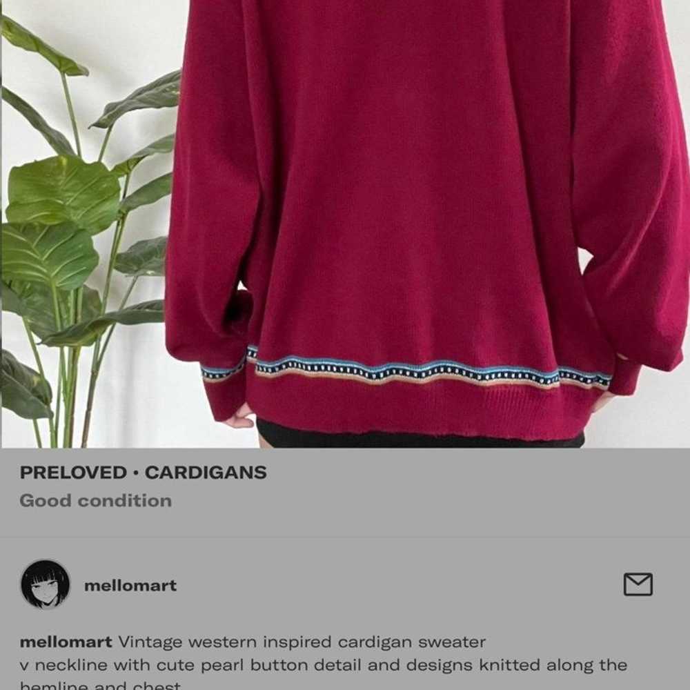 Vintage western inspired cardigan sweater v-neckl… - image 5
