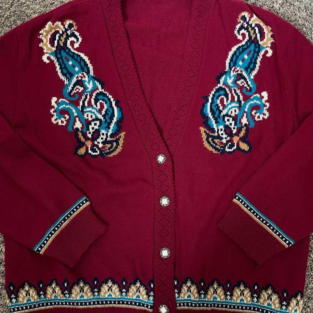 Vintage western inspired cardigan sweater v-neckl… - image 6