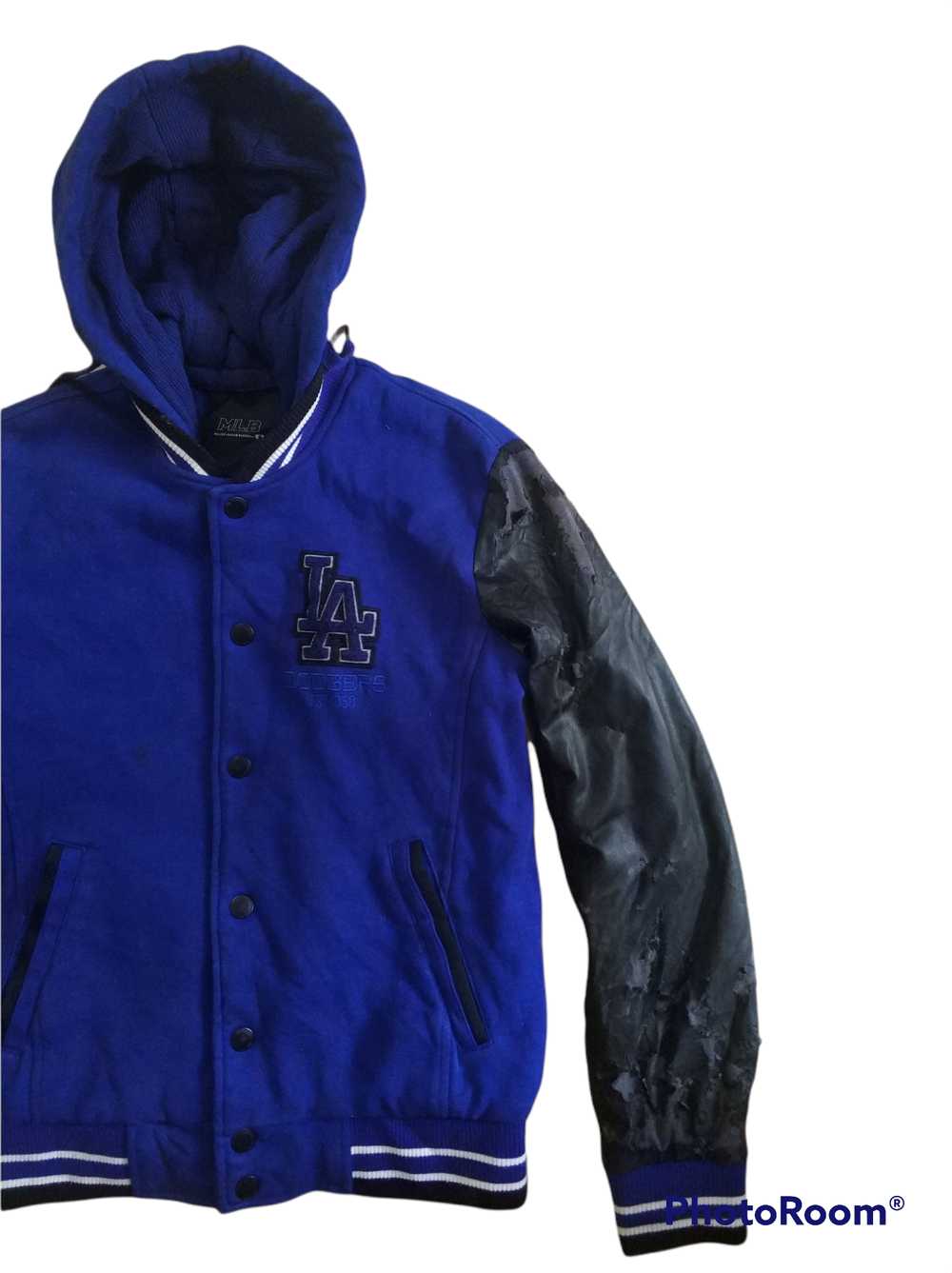 MLB - 🔥Distressed LA Dodgers Hoodie Varsity Jack… - image 3