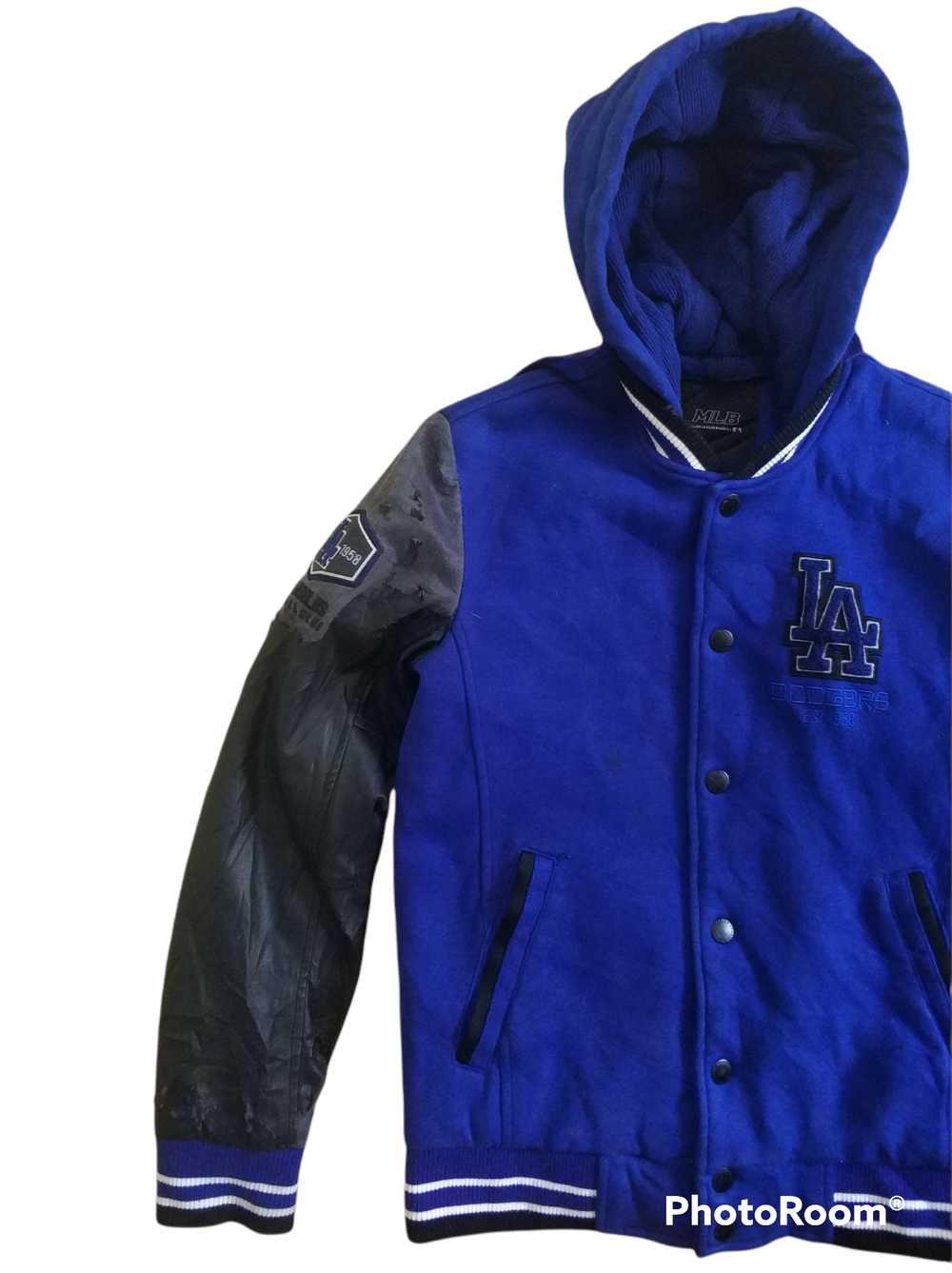 MLB - 🔥Distressed LA Dodgers Hoodie Varsity Jack… - image 4