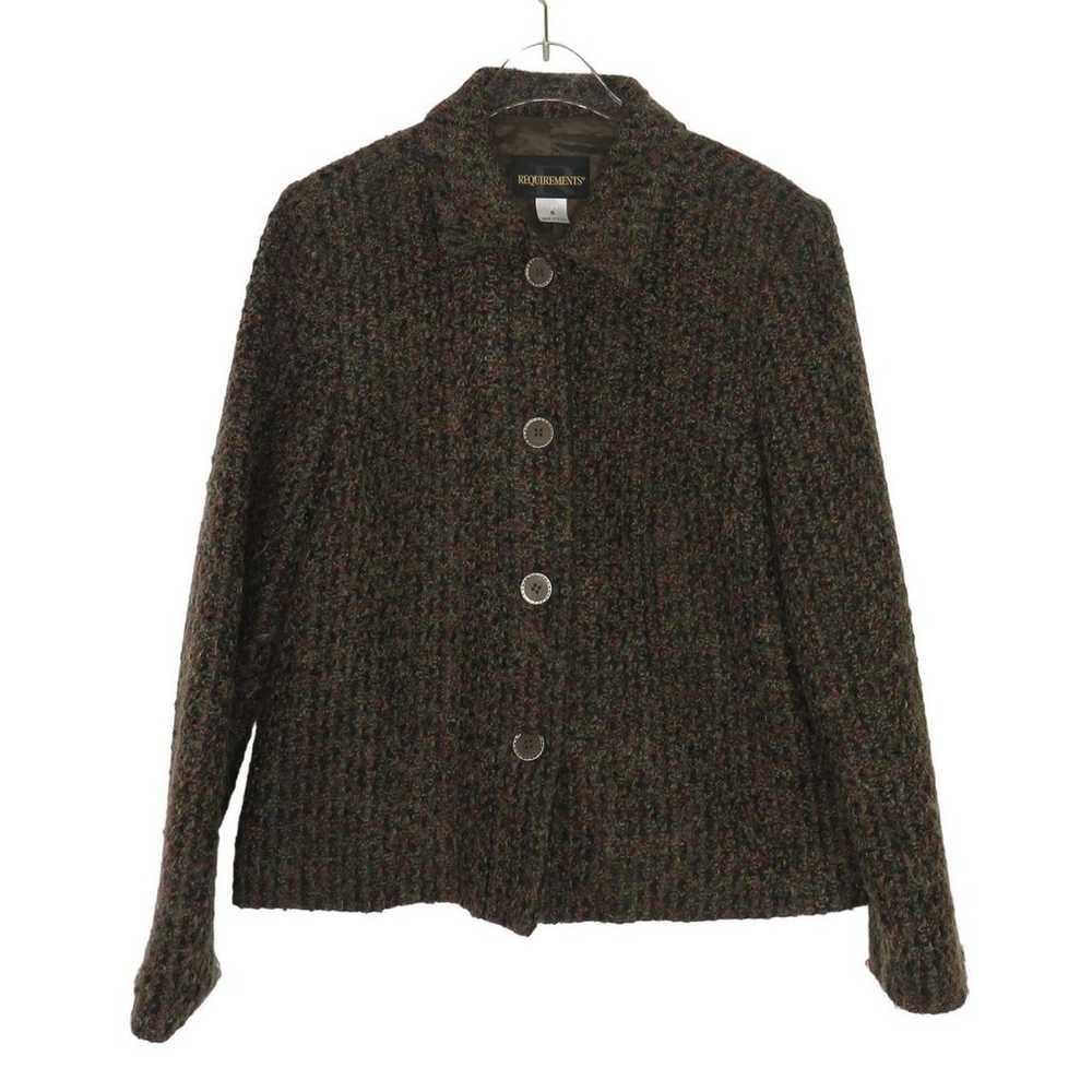 Vintage Brown Tweed Jacket with Shoulder Pads Med… - image 2