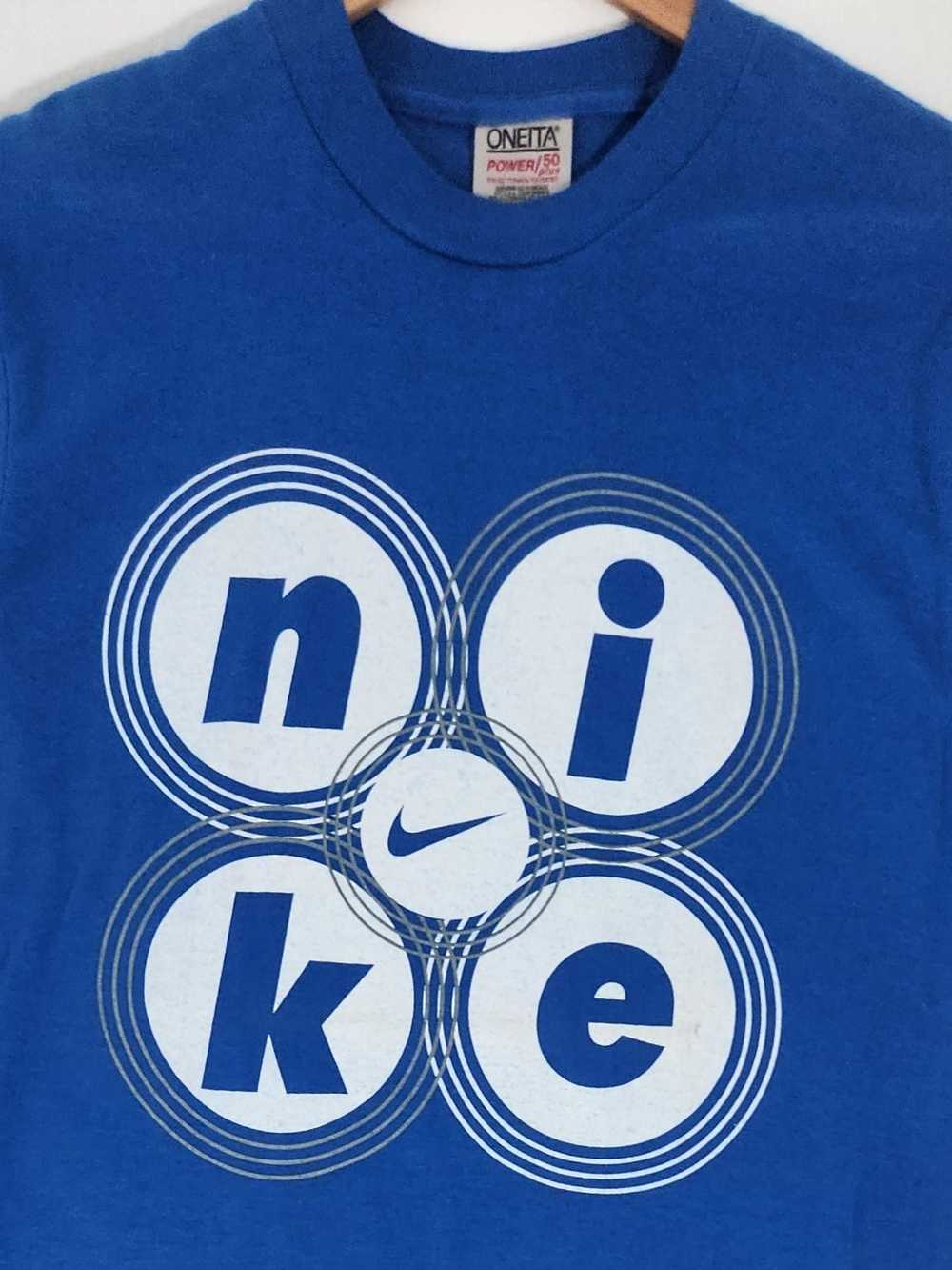 Vintage 1990s NIKE Bootleg Blue T-Shirt Sz. M - image 3