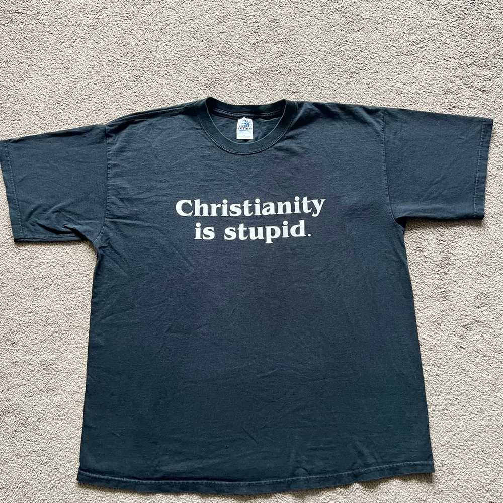 Vintage 90s Christianity Is Stupid Metal Tee Shir… - image 1
