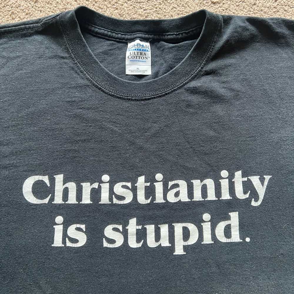 Vintage 90s Christianity Is Stupid Metal Tee Shir… - image 2