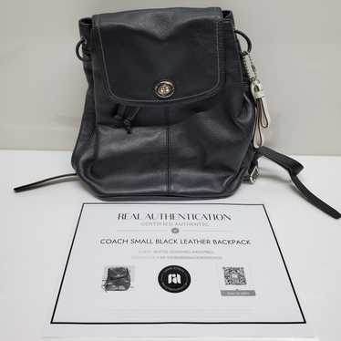 Authenticated Coach Small Black Leather Backpack - image 1