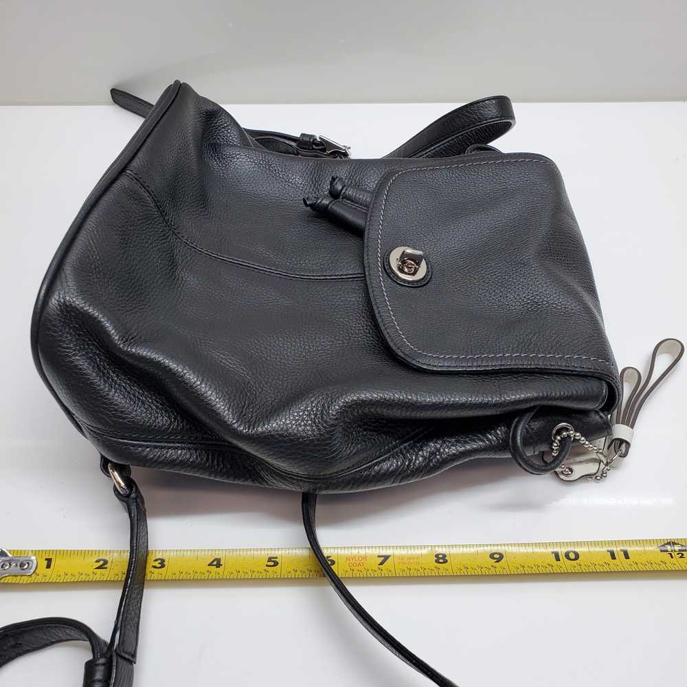 Authenticated Coach Small Black Leather Backpack - image 9