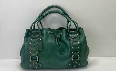 Kenneth Cole Green Leather Studded Drawstring Sat… - image 1