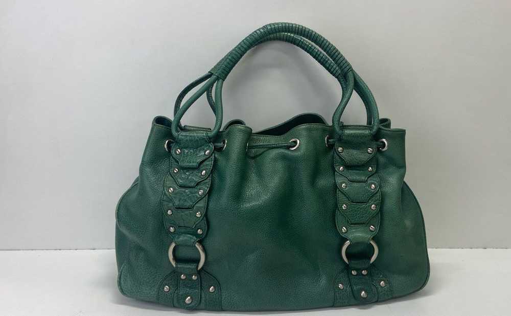 Kenneth Cole Green Leather Studded Drawstring Sat… - image 2