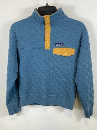 Patagonia Men Blue Vintage Quilted Snap On Sweater