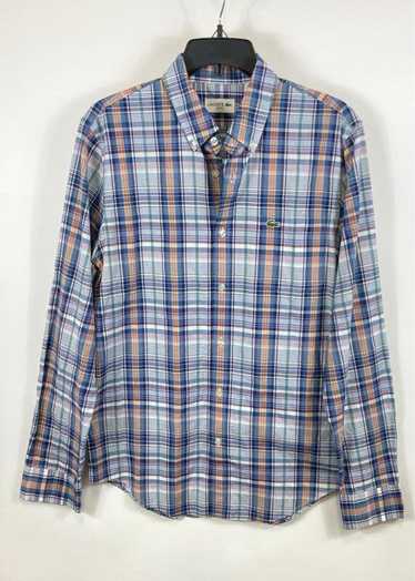 Lacoste Men Blue Plaid Button Up Shirt M