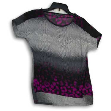 Armani Exchange Womens Purple Printed Short Sleev… - image 1