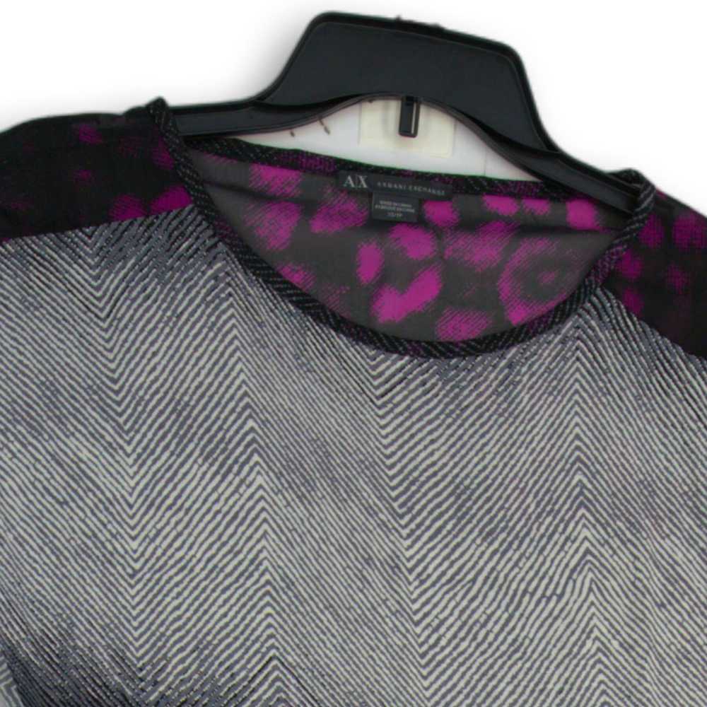 Armani Exchange Womens Purple Printed Short Sleev… - image 3