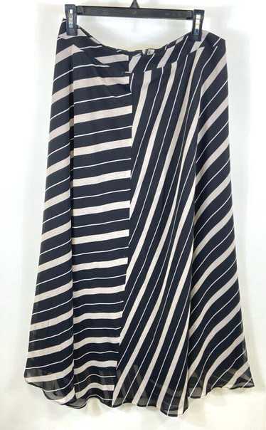 Ann Taylor Women Black Striped Maxi Flared Skirt S