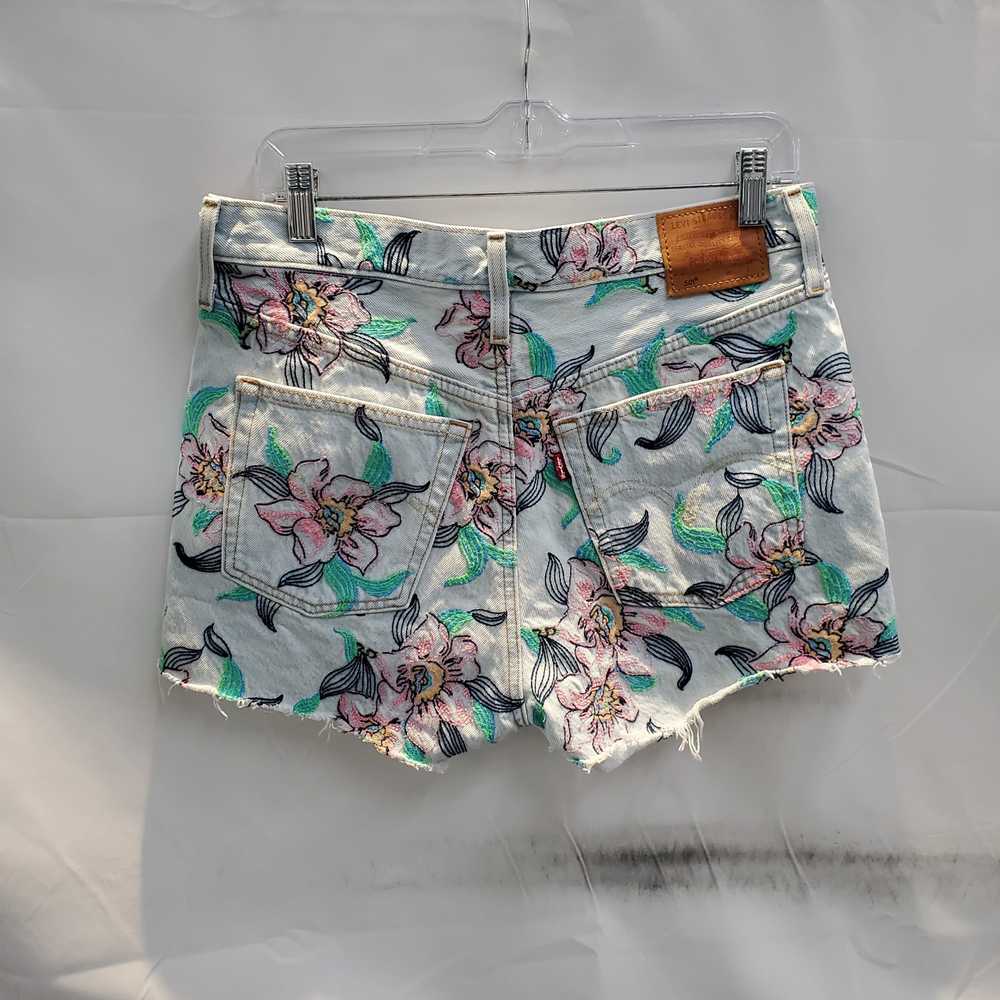 Levi's 501 Floral Embroidered Denim Cutoff Shorts… - image 2