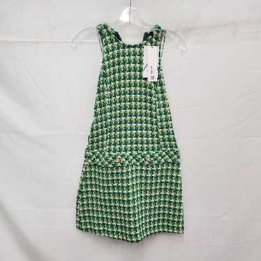 NWT Zara WM's Green Tweed Pinafore Mini Dress Siz… - image 1