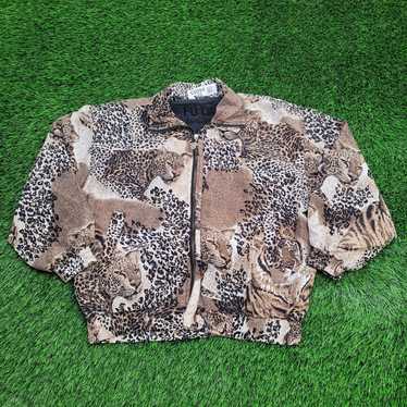 Vintage Cheetah Print Silk Bomber Jacket - image 1