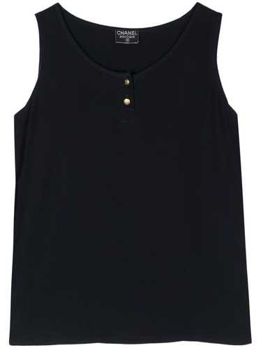 CHANEL Pre-Owned 1990s CC-buttons silk tank top -… - image 1