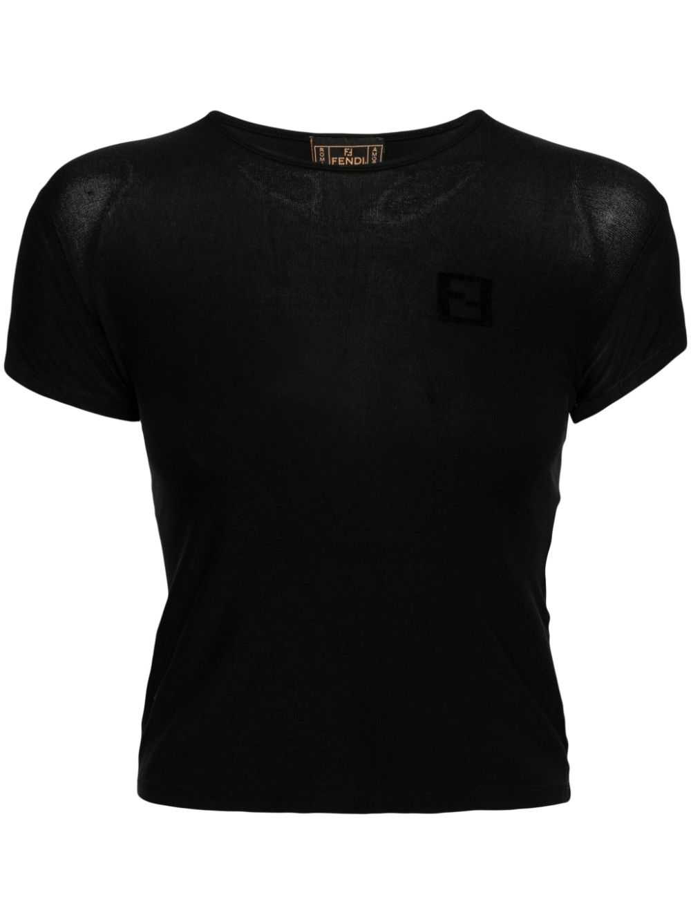 Fendi Pre-Owned cropped short-sleeve T-shirt - Bl… - image 1