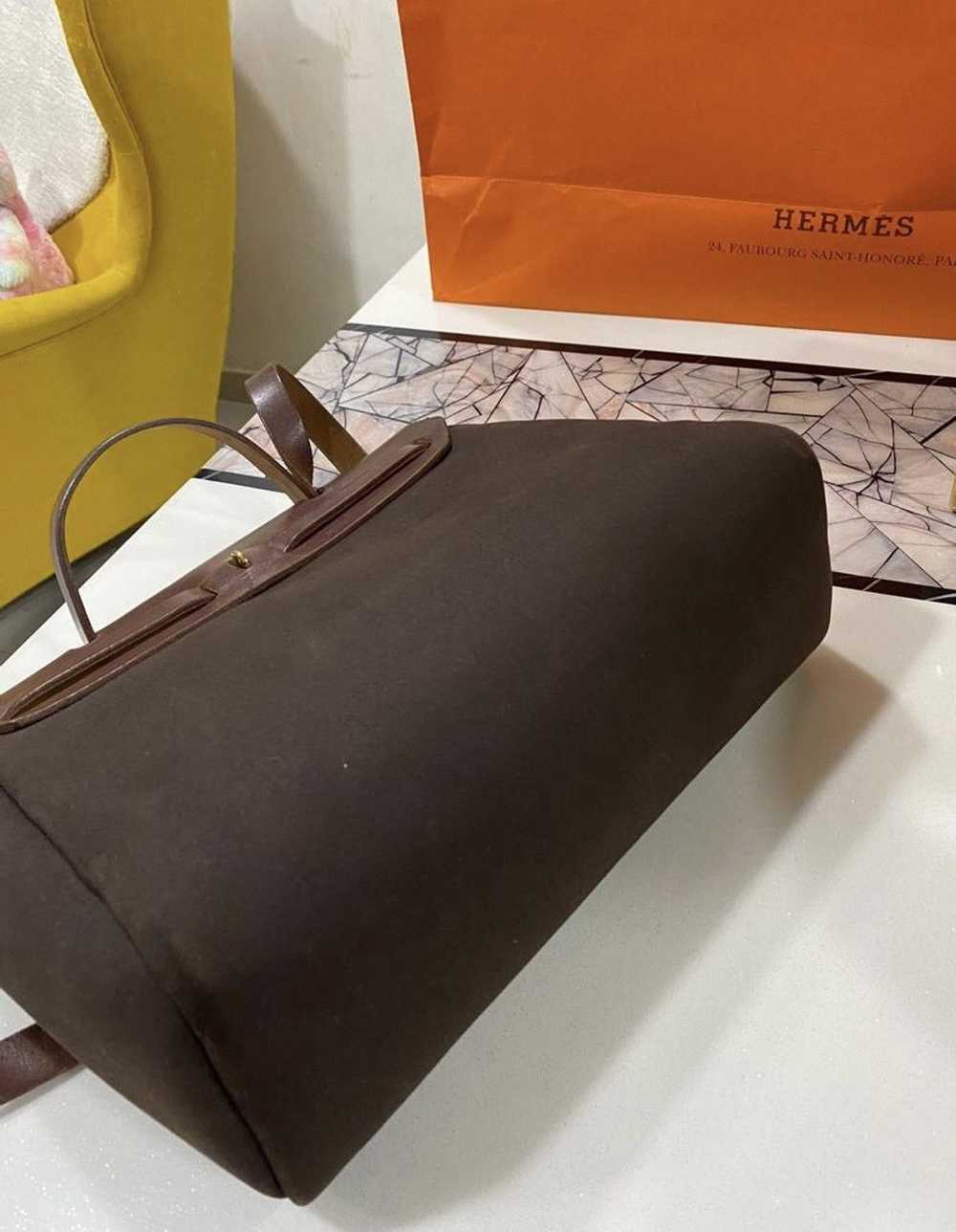 Hermès Authentic HERMES canvas & natural calfskin… - image 6